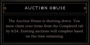 Diablo III - Auction House Closure