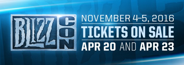 BlizzCon 2016 Ticket Sale April 20 and 23