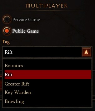 Diablo III Public Choice Dropdown